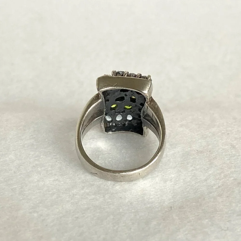 Sterling Silver 925 Multi Color Oval Cubic Zirconia CZ Ring Sz 7.75